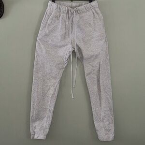 MNML Grey Sweatpants Elastic Waistband Pockets Drawstring Small Flaw